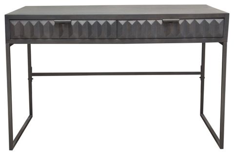 Spectrum 2-Drawer Solid Mango Wood Desk, Smoke Gray With Gun Metal ... inside Spectrum 6-Drawer Solid Mango Wood Dresser, Smoke Gray, Gun Metal Finished Legs