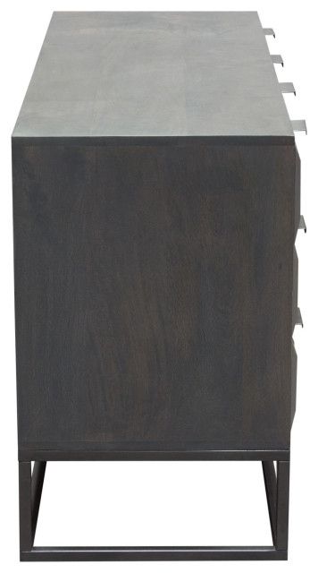 Spectrum 6-Drawer Solid Mango Wood Dresser, Smoke Gray, Gun Metal ... throughout Spectrum 6-Drawer Solid Mango Wood Dresser, Smoke Gray, Gun Metal Finished Legs