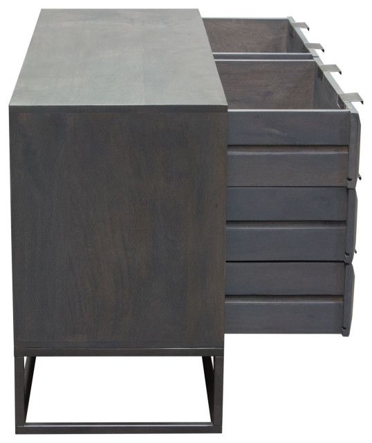 Spectrum 6-Drawer Solid Mango Wood Dresser, Smoke Gray, Gun Metal ... with regard to Spectrum 6-Drawer Solid Mango Wood Dresser, Smoke Gray, Gun Metal Finished Legs