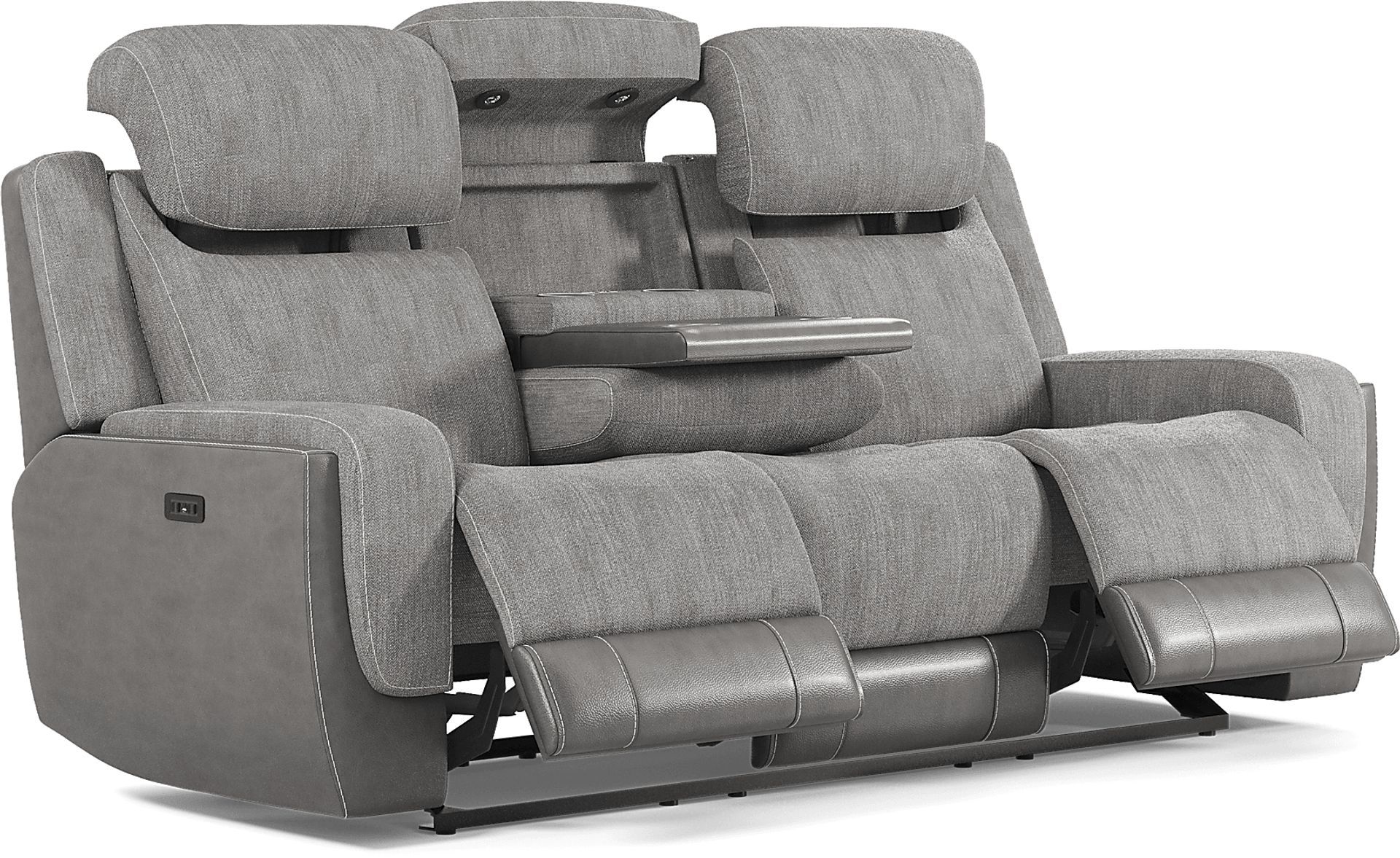 State Street Gray Chenille Fabric Dual Power Reclining Sofa | Rooms To Go with regard to The Practicality and Design of a Pull-Tab Reclining Sofa in Cobblestone