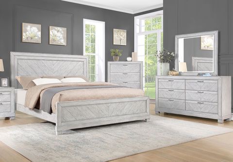 Steve Silver Montana Light Grey King Bed With Dresser And... regarding Cortland Dresser And Mirror, Light Steel Gray