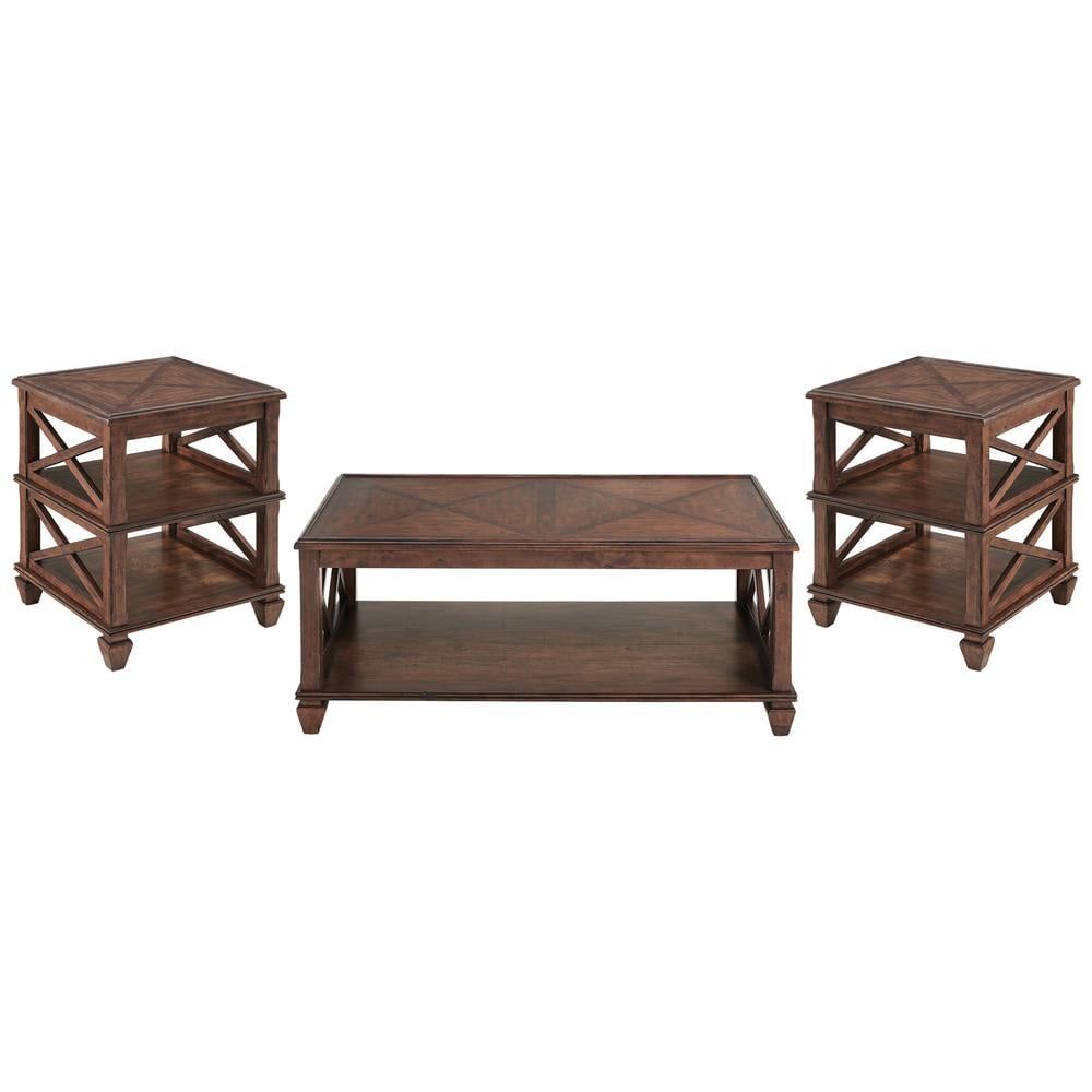Stockbridge Solid Wood Set Coffee Table And Two 2-Shelf End Tables In ... pertaining to Stockbridge 36&quot;L Wood Sofa/Tv Console, Drawer