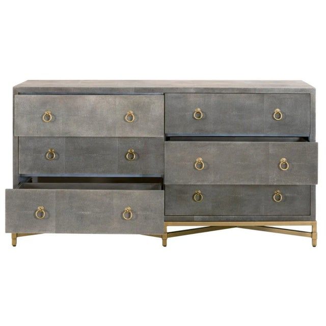 Strand Faux Shagreen 6-Drawer Double Dresser | Chairish intended for Sonia Shagreen 6-Drawer Double Dresser