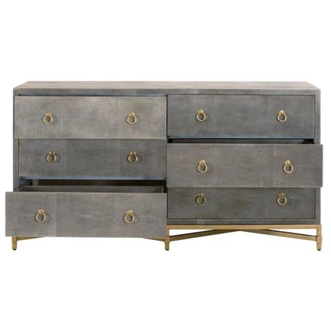 Strand Faux Shagreen 6-Drawer Double Dresser | Chairish intended for Sonia Shagreen 6-Drawer Double Dresser