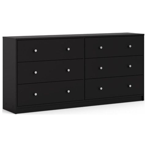 Studio Modern Bedroom Chest Furniture - 6 Drawer Double Dresser, Black ... throughout Luxor 6 Drawer Double Dresser, Black