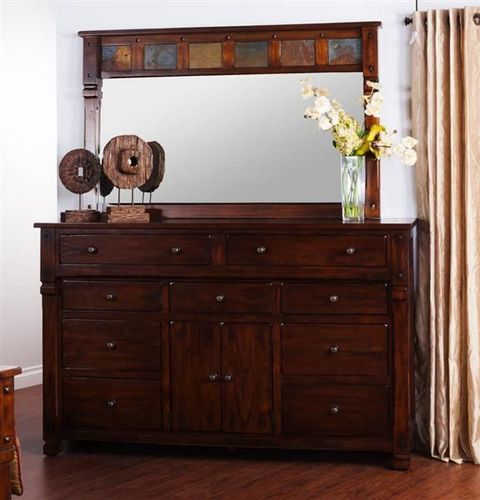 Sunny Designs Santa Fe Dark Brown Dresser And Mirror | Brown Furniture ... with Exploring the Richness of Toffee Brown Hollis Dresser and Mirror Sets
