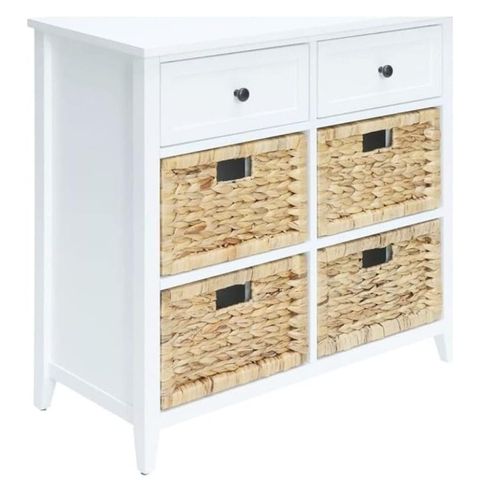 Superwum 6 Drawers Accent Chest/Console Table With 4 Front Wicker ... with regard to Locher 6 Drawer Accent Chest