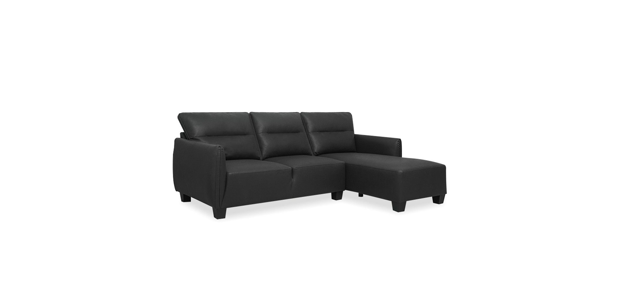 Taglia Sofa Corner Black Vegan Leather intended for Indulge Upholstered Modular Sofa, Black, 3-Piece: 3 Armless Chair, Fiber Stuffed Vegan Leather