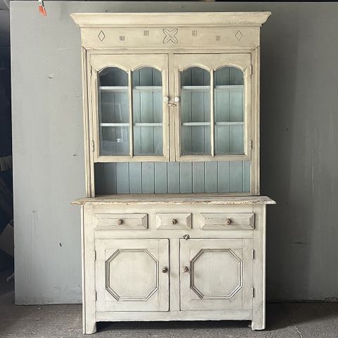 Tall Glazed Pine Dresser In Off-White & Blue - Furniture - Folk Art Of ... within Beyond the Beach White Ireland Dressers That Adapt to Any Style