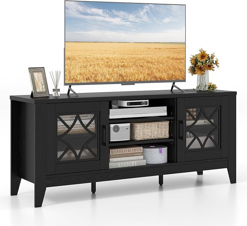 Tangkula Farmhouse Tv Stand For Tvs Up To 65-In, Classic Media ... pertaining to Exploring the Benefits of Black TV Stands for Contemporary Homes