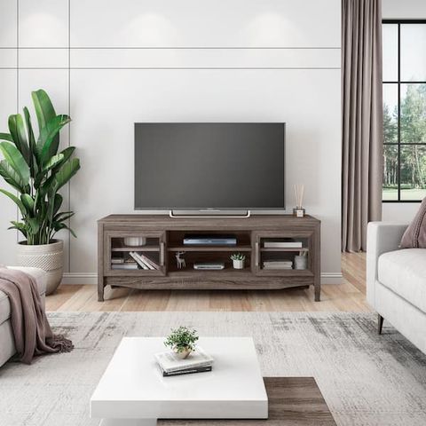 Techni Mobili 53 In. Gray Wood Tv Stand Fits Tvs Up To 60 In. With ... with Techni Mobili Gray Driftwood Tv Stand