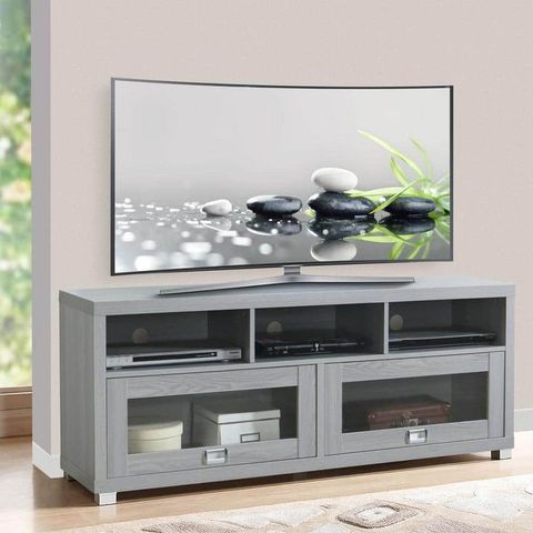 Techni Mobili 57.25 In. Gray Wood Tv Stand Fits Tvs Up To 65 In. With ... with regard to How Techni Mobili Gray Driftwood TV Stand Combines Functionality with Aesthetic Design