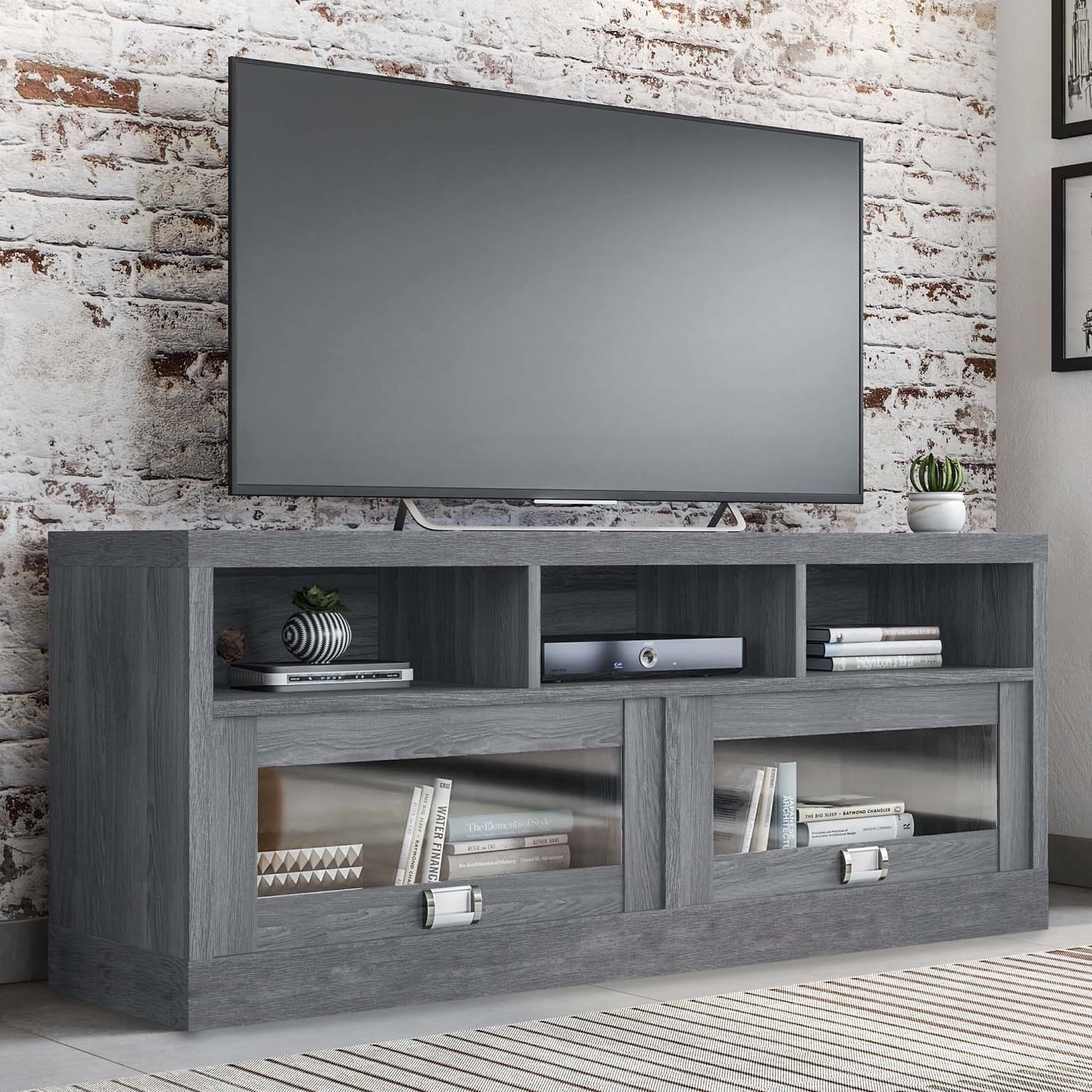 Techni Mobili 58&quot; Durbin Tv Stand For Tvs Up To 75&quot;, Gray - Walmart.com throughout Techni Mobili Gray Driftwood Tv Stand
