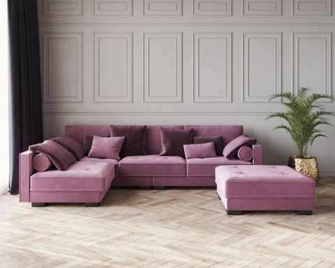 The California Velvet Fabric Corner Sofa Is A Contemporary Design With ... intended for Choosing the Right Sofa Arms Practical Tips for Lasting Comfort and Style