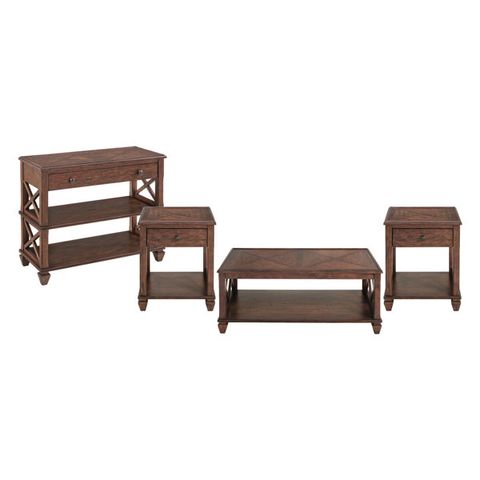 The Twillery Co. Hilma Stockbridge 4-Piece Wood Living Room Set With 45 ... regarding Exploring the Durability and Features of Stockbridge 36 L Wood Sofa Console with Drawer