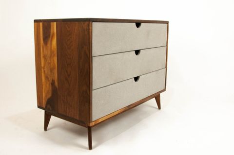 Theo - Mid-Century Modern Black Walnut Dresser With Concrete Drawers - Etsy in Theo Dresser