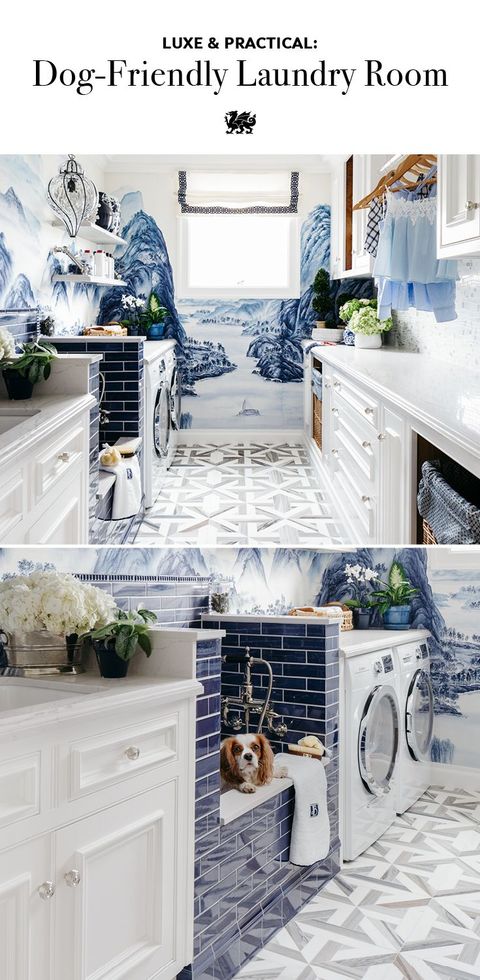 This Laundry Room's Dog Shower Is The Pampering Your Pooch Needs | Dog ... within Stylish Laundry Room With A Dog Wash Station And A Drying Closet