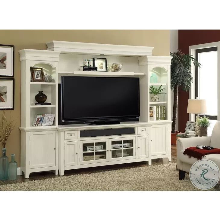 Tidewater Vintage White 72&quot; Entertainment Wall From Parker House (Tid ... intended for The Art of Displaying Your Media with the Catalina 6 Piece Wall