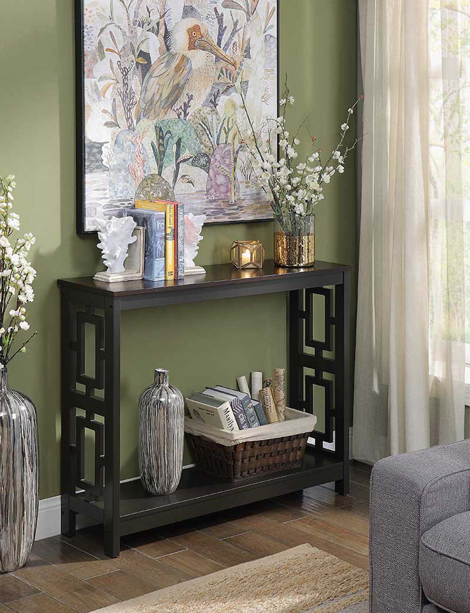 Town Square Console Table, Espresso - Walmart.com within Exploring the Popular Town Square Console Table with Shelf in Espresso Finish