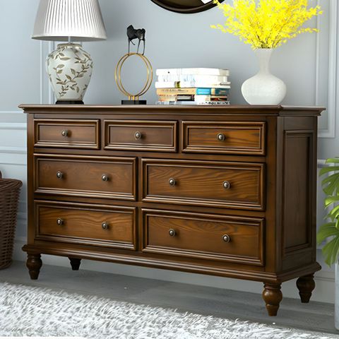 Traditional Brown Wood Dresser With Drawers And Bronze Metal Handles ... for Integrating the Anemone Dresser Dark Brown Into Your Home Decor Schemes