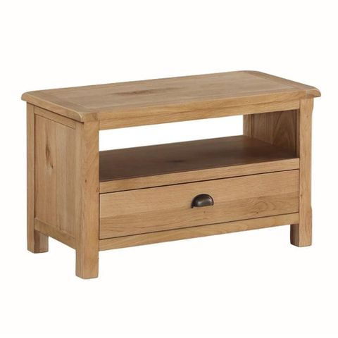 Trevino Wooden Tv Stand With 1 Drawer In Oak regarding Contemporary Living Room Solutions with Oak Brown 1-Drawer TV Units