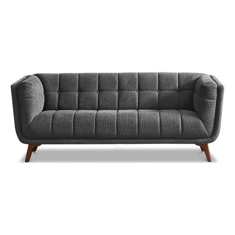 Tupper Modern Chesterfield Tufted Fabric Living Room 78" Sofa In Gray - Walmart.com with Tupper Modern Chesterfield Tufted Leather Living Room Sofa In Tan