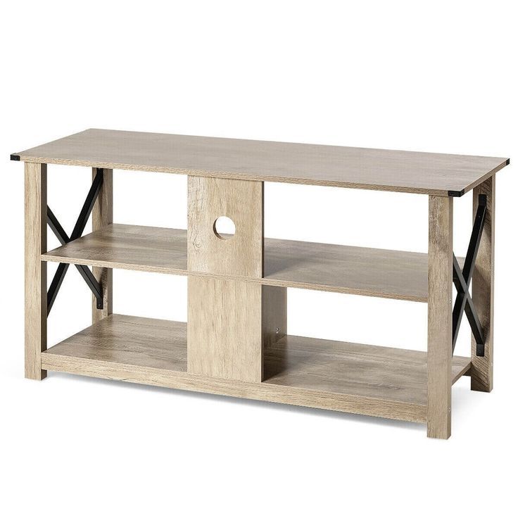 Tv Stand Modern Farmhouse With Open Shelves For Tv's Up To 55&quot; with regard to Beyond the Basics: Mastering Glass Doors and Open Shelf Integration in Contemporary Spaces