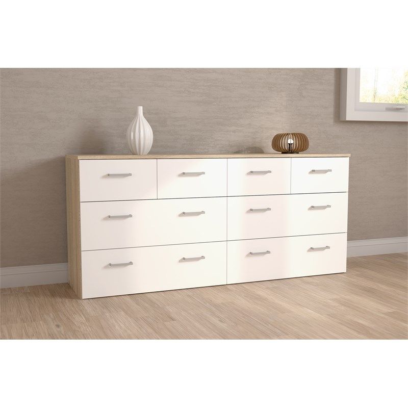 Tvilum Space Low Profile 8 Drawer Double Dresser In Oak Structure ... in Exploring traditional and modern oak 8 drawer double dresser styles
