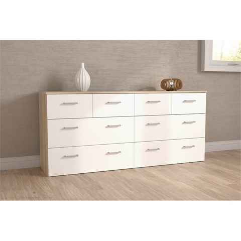 Tvilum Space Low Profile 8 Drawer Double Dresser In Oak Structure ... in Exploring traditional and modern oak 8 drawer double dresser styles