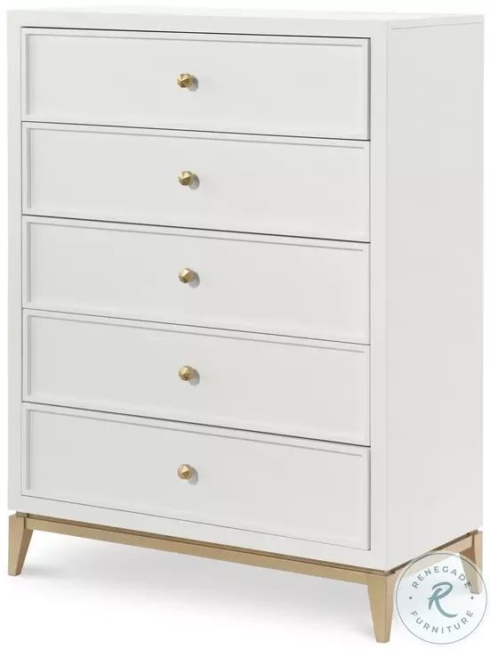 Uptown White And Gold Drawer Chest From Racheal Ray Home | Coleman ... for Chelsea By Rachael Ray Drawer Chest