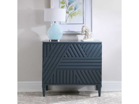 Uttermost Colby 3 Drawer Chest, Blue Furniture Bedroom Chests & Dressers within Making the Uttermost Colby Blue Drawer Chest Work in Your Space