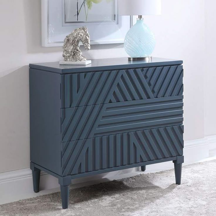 Uttermost Colby 36&quot; Wide Blue Carved 3-Drawer Accent Chest - #78D73 | Lamps Plus | Acabado De ... pertaining to Making the Uttermost Colby Blue Drawer Chest Work in Your Space