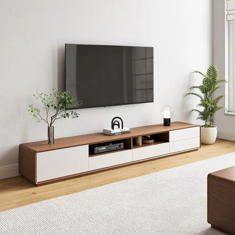 Velan Modern Walnut Wood Media Console Tv Stand With 2 Drawers For Tvs ... with regard to Beaumont Lane Modern Wood Entertainment Console For Tvs Up To 69" In Brown