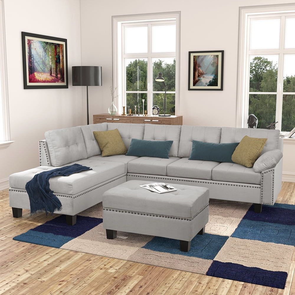 Veryke Modern L-Shape Sectional Sofa With Chaise Lounge And Storage ... throughout Browse Sofas And Sectionals