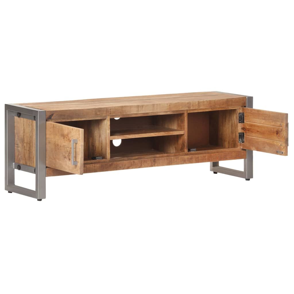 Vidaxl Tv Cabinet 120X30X40 Cm Rough Mango Wood | Vidaxl.co.uk for Vidaxl Tv Cabinet Black And Natural Wood Rough Mango Wood, Steel, Iron