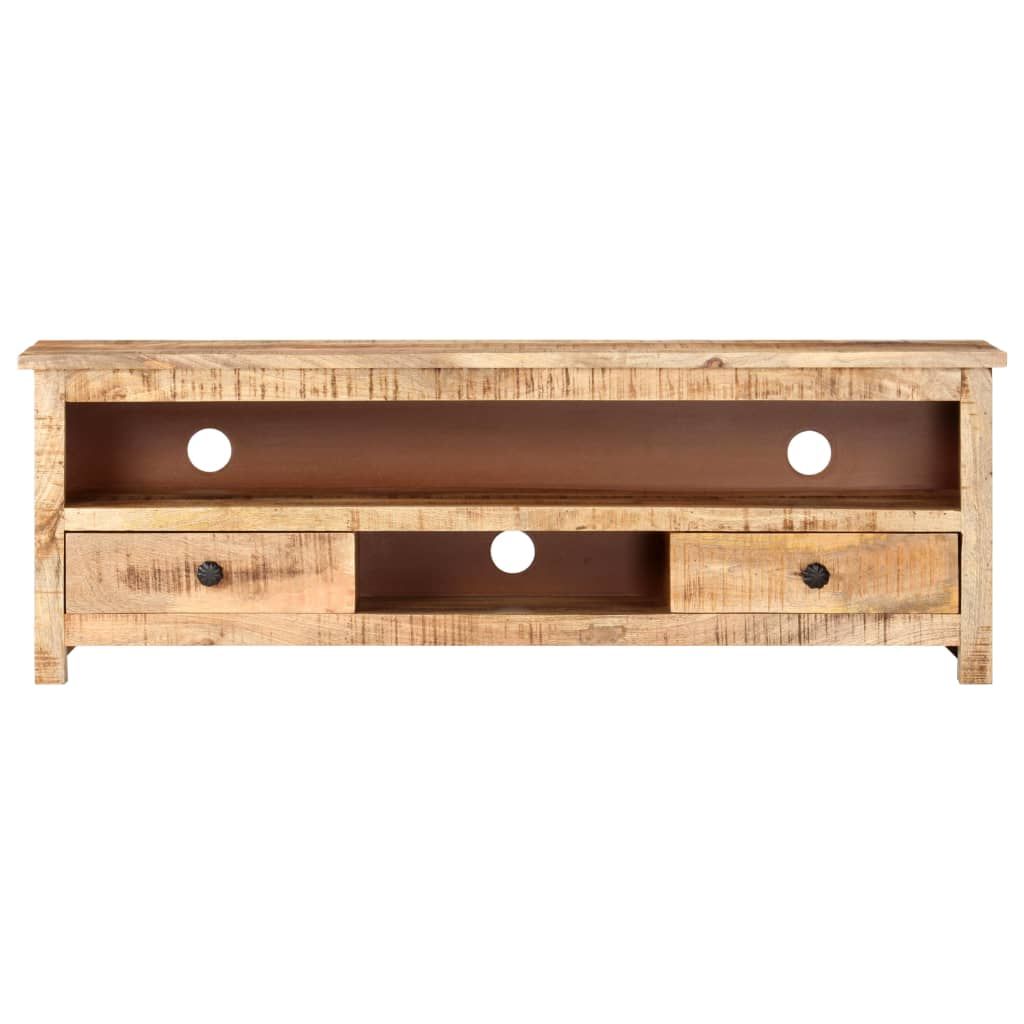 Vidaxl Tv Cabinet 120X30X40 Cm Rough Mango Wood | Vidaxl.com.au regarding Elevating Your Living Space vidaXL TV Cabinet in Black and Natural Wood