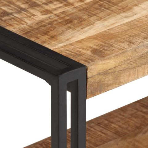 Vidaxl Tv Cabinet 120X30X40 Cm Rough Mango Wood | Vidaxl.com.au throughout Elevating Your Living Space vidaXL TV Cabinet in Black and Natural Wood