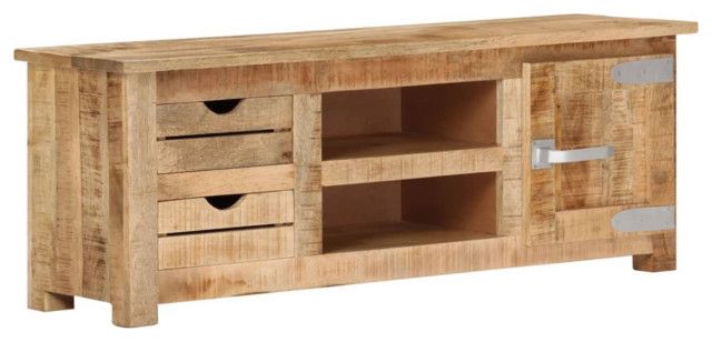 Vidaxl Tv Cabinet 43.3&quot;X11.8&quot;X15.7&quot; Rough Mango Wood - Rustic ... with regard to Creating Visual Balance with Medium-Sized Entertainment Centers