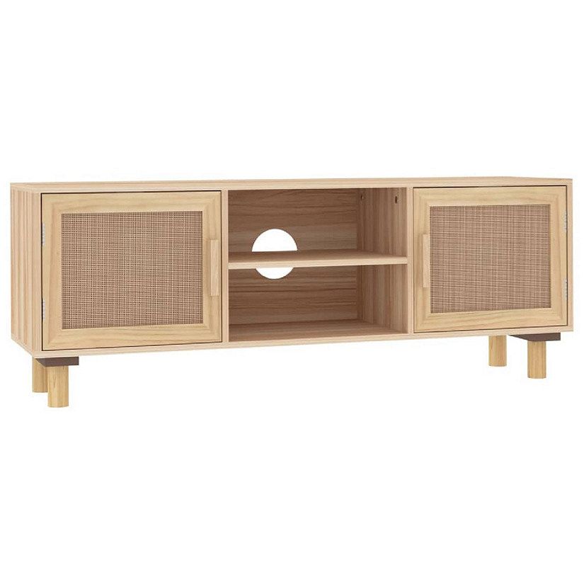 Vidaxl Tv Cabinet Brown 41.3&quot;X11.8&quot;X15.7&quot; Solid Wood Pine&amp;Natural Rattan | Oriental Trading intended for Choosing the Right TV Cabinet A Look at Solid Acacia Wood Options