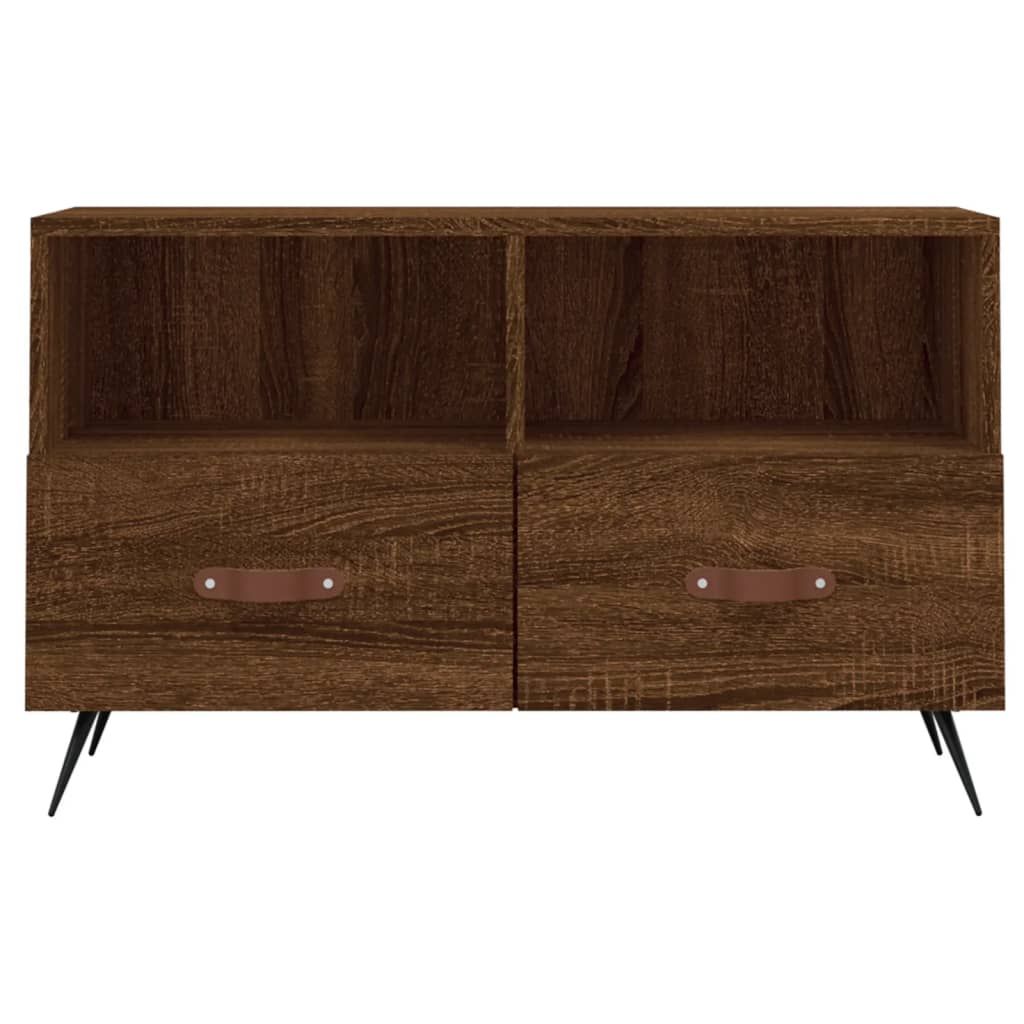 Vidaxl Tv Cabinet Brown Oak 80X36X50 Cm Engineered Wood | Vidaxl.co.uk regarding Vidaxl Tv Cabinet Brown Solid Acacia Wood 51.2X11.8X18.5 In Tv Cabinet