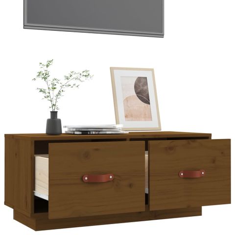 Vidaxl Tv Cabinet Honey Brown 80X34X35 Cm Solid Wood Pine | Vidaxl.ie pertaining to Vidaxl Tv Cabinet Brown Solid Acacia Wood 51.2X11.8X18.5 In Tv Cabinet