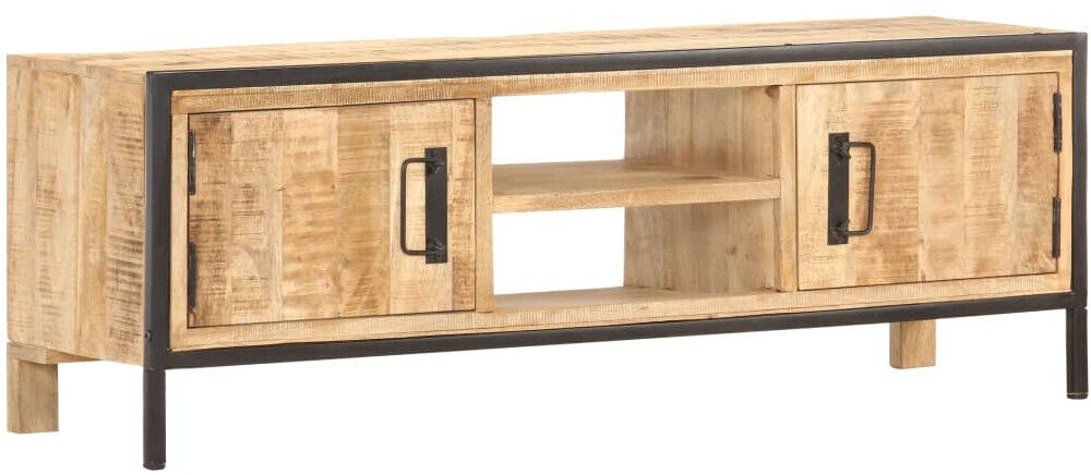 Vidaxl Tv Cabinet Rough Mango Wood 120 X 30 X 40 Cm (287862) Ab € 220 ... regarding Elevating Your Living Space vidaXL TV Cabinet in Black and Natural Wood