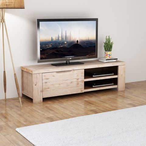 Vidaxl Tv Cabinet Solid Brushed Acacia Wood 140X38X40 Cm | Vidaxl.com.au pertaining to Vidaxl Tv Cabinet Light Brown Solid Acacia Wood Standard Tv Cabinet