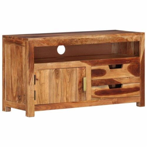 Vidaxl Tv Stand 35.4 X13.6 X19.7 Solid Wood Acacia, 35.4&quot;X13.6&quot;X19.7 ... throughout Vidaxl Tv Cabinet Honey Touch Finish Solid Acacia Wood
