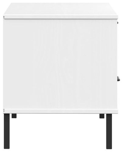 Vidaxl Tv Stand Tv Console Tv Unit With Metal Legs White Solid Wood ... within Creating Balance in Room Layout with Strategic Media Furniture Placement