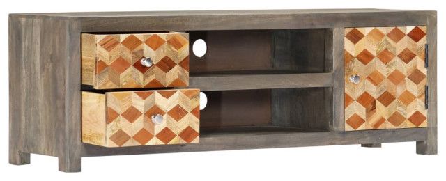 Vidaxl Tv Stand Tv Unit Sideboard Tv Console Cabinet Gray Solid Mango ... for Understanding the durability benefits of solid mango wood in tv console furniture