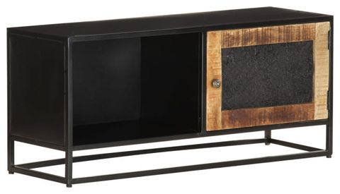 Vidaxl Tv Stand Tv Unit Sideboard Tv Console Media Cabinet Rough Mango ... within Elevating Your Living Space vidaXL TV Cabinet in Black and Natural Wood
