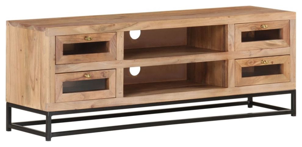 Vidaxl Tv Stand Tv Unit Sideboard Tv Console Media Cabinet Solid Acacia ... intended for Vidaxl Tv Stand Tv Unit Sideboard Tv Console Cabinet Solid Reclaimed Wood