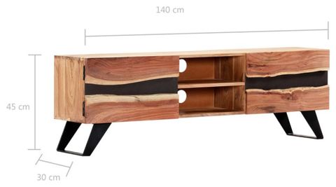Vidaxl Tv Stand Tv Unit Sideboard Tv Console Media Cabinet Solid Acacia ... intended for Vidaxl Tv Stand Tv Unit Sideboard Tv Console Media Cabinet Solid Acacia Wood