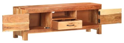 Vidaxl Tv Stand Tv Unit Sideboard Tv Console Media Cabinet Solid Acacia Wood - Transitional ... regarding Choosing the Right TV Cabinet A Look at Solid Acacia Wood Options